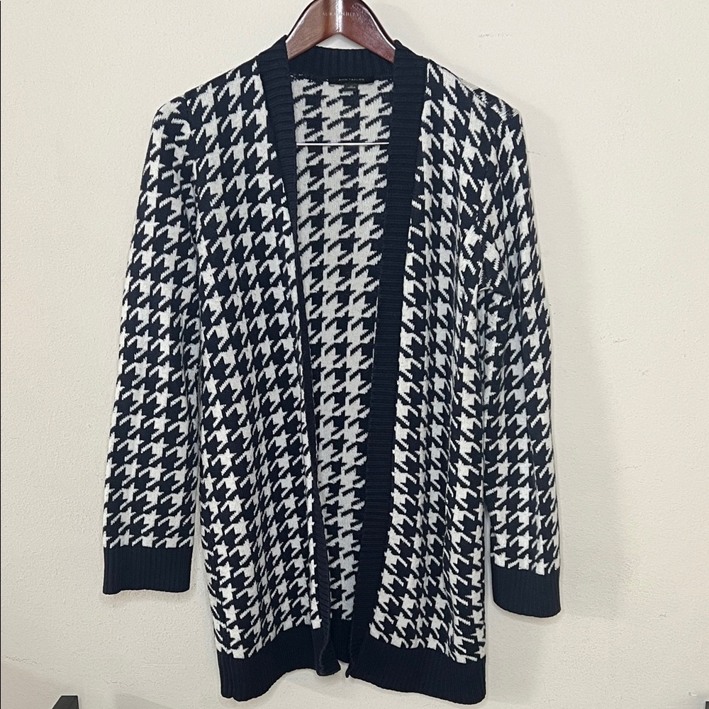 Ann Taylor Sweater Cardigan Open Blue White Wool Size XS Casual Winter Fall